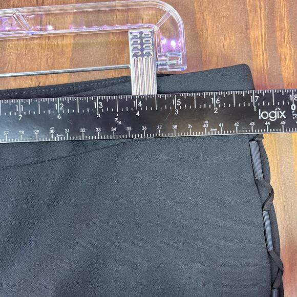 Express Womens Pants Black Leggings Side Lace Up Straight Leg Stretch 12 Regular - Picture 7 of 12